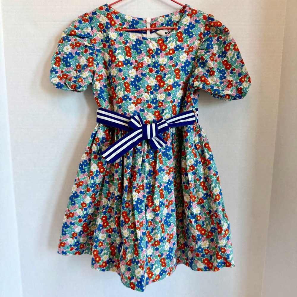 Mini Boden Cotton Linen Vintage Dress, Multi Nautical Floral Like New